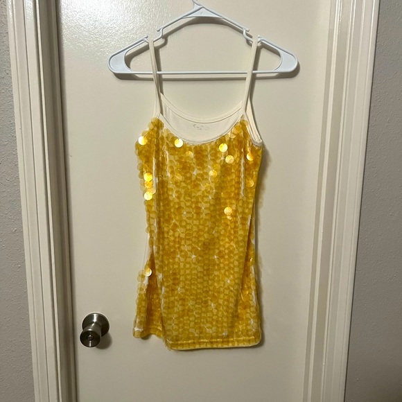 Gold sequins spaghetti strap shirt - Picture 1 of 2